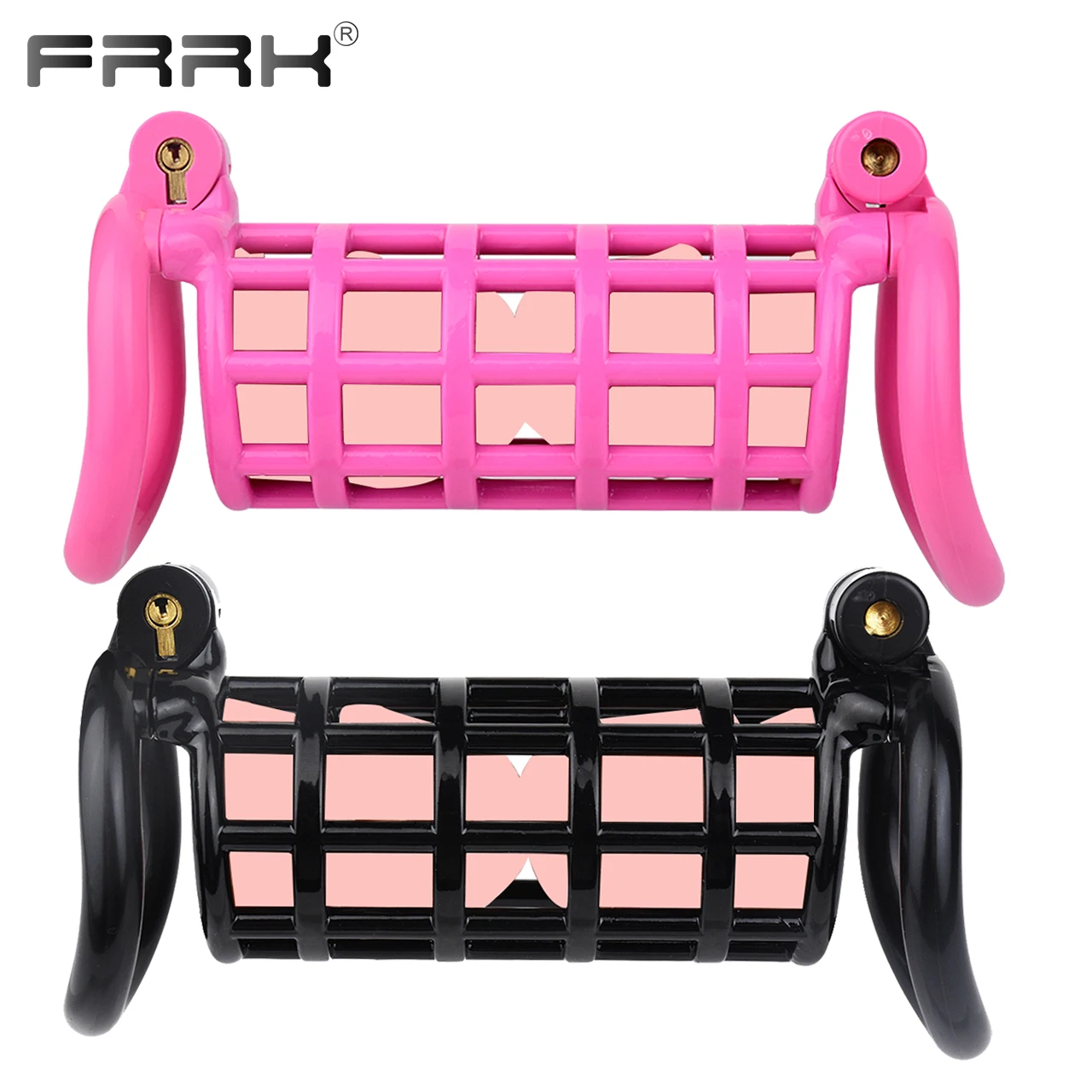 FRRK Plastic Twin Chastity Cage for Couple Lock Cock At The Same Time New Confinement Chastity Device Inverted Game Adults Shop