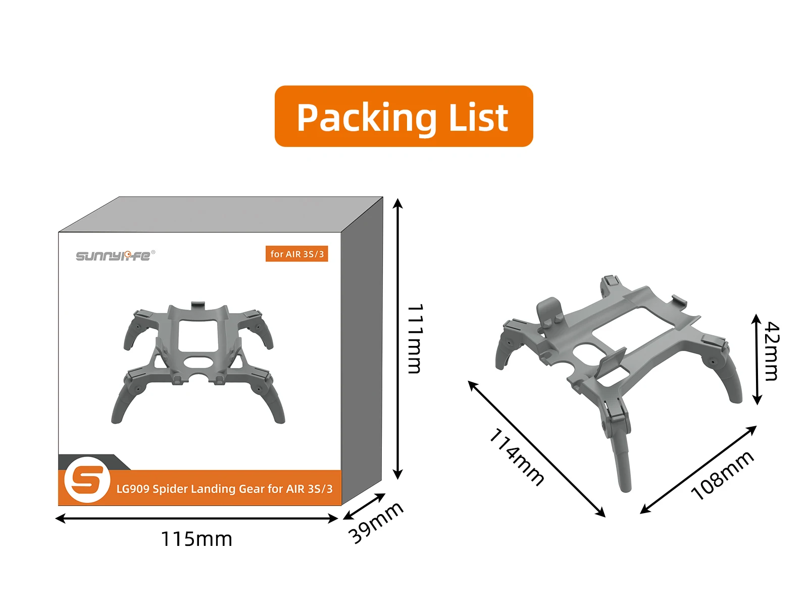 For DJI Air 3S Height Enhancement Landing Gear Accessory Foldable Air 3 All-in-One Landing Protection Bracket