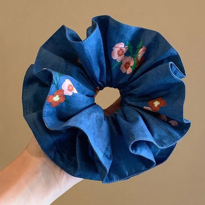 

Women's Hair Scrunchies Korean Retro Floral Gentle Sweet High-quality Hair Accessories For Girl Kawaii Versatile Hair Hoops