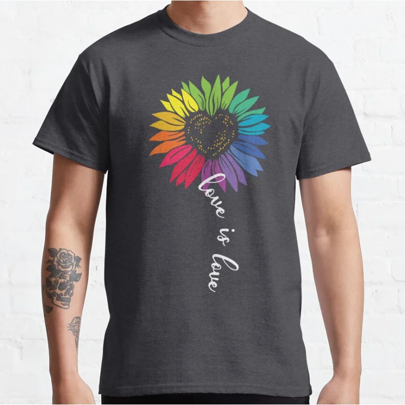 Gay Pride Sunflower - LGBTQ Human lgbtq pride month gift T-shirt for men large size Adult Tops S-6xl