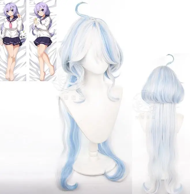 

Genshin Impact Focalors Cosplay Wig Long Silver White Blue Heat Resistant Synthetic Hair Game Anime Cosplay Wigs Pillow Case