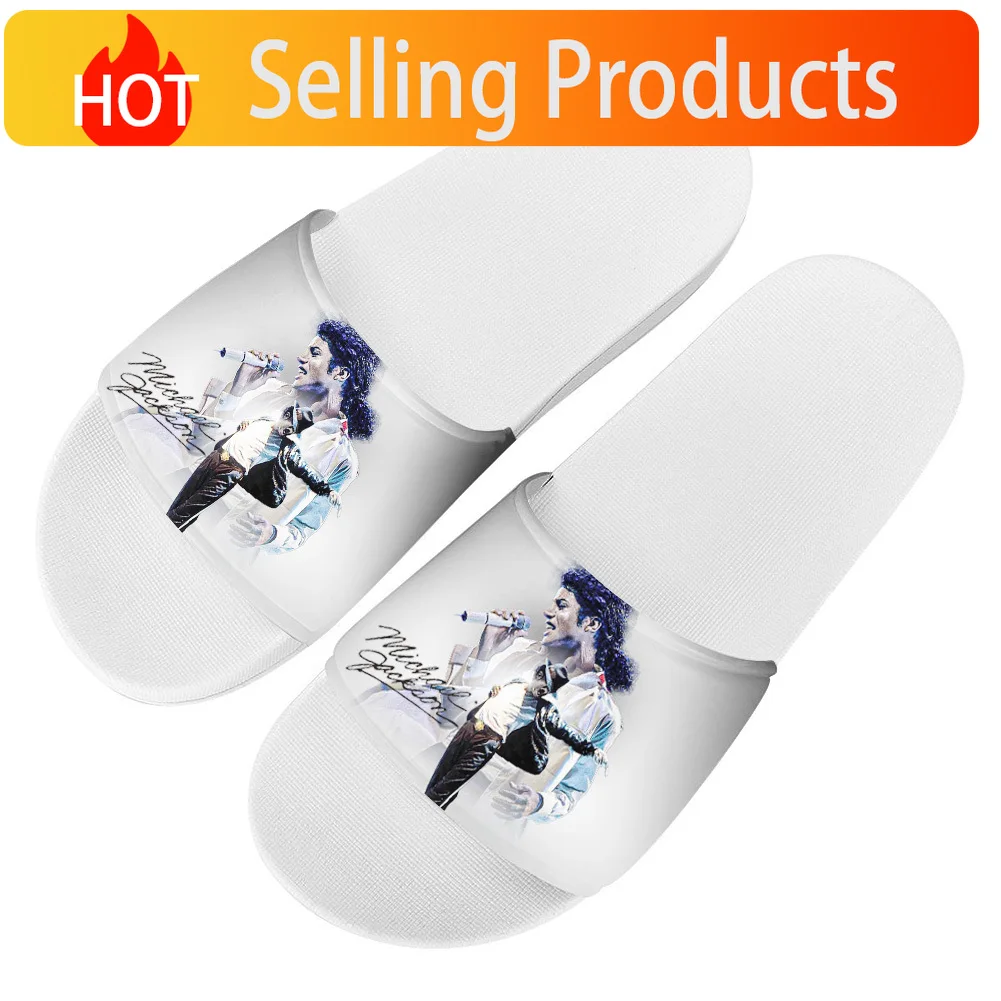 Michael Jackson Pop Singer Shoes Flip Flops Home Slipper Mens Women Teenager Family Slippers Bathroom Pool Casual Sandals Custom