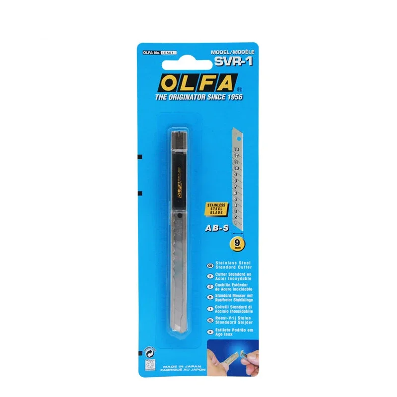 OLFA SVR-1 9mm Standard Cutter Stainless Steel Utility Knife Craft Art Knife for Cutting Papers Films Leather Tapes Cardboard