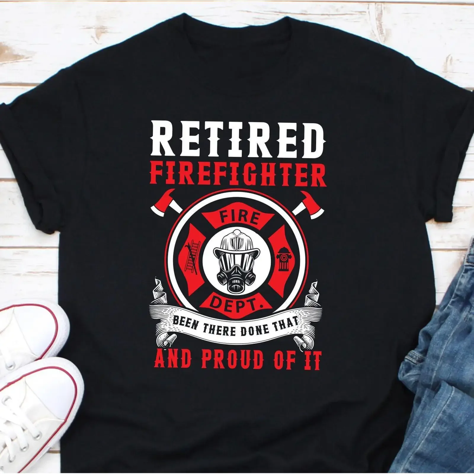 Retired Firefighter Been There Done That Proud T Shirt Fire Dept for Fireman Men vintage Washed fashion designer clothes