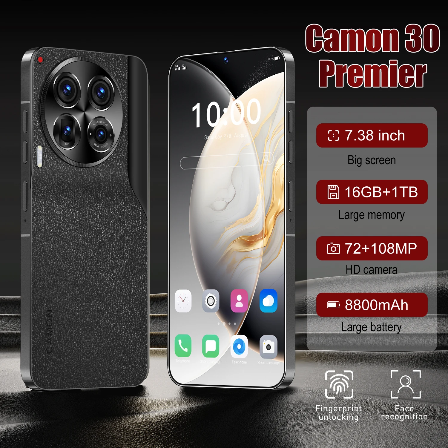 

2025 Original global version Camon 30 Premier smartphone 5g 7.38inch HD screen Snapdragon Android 16GB+1024GB Cell Phone celular