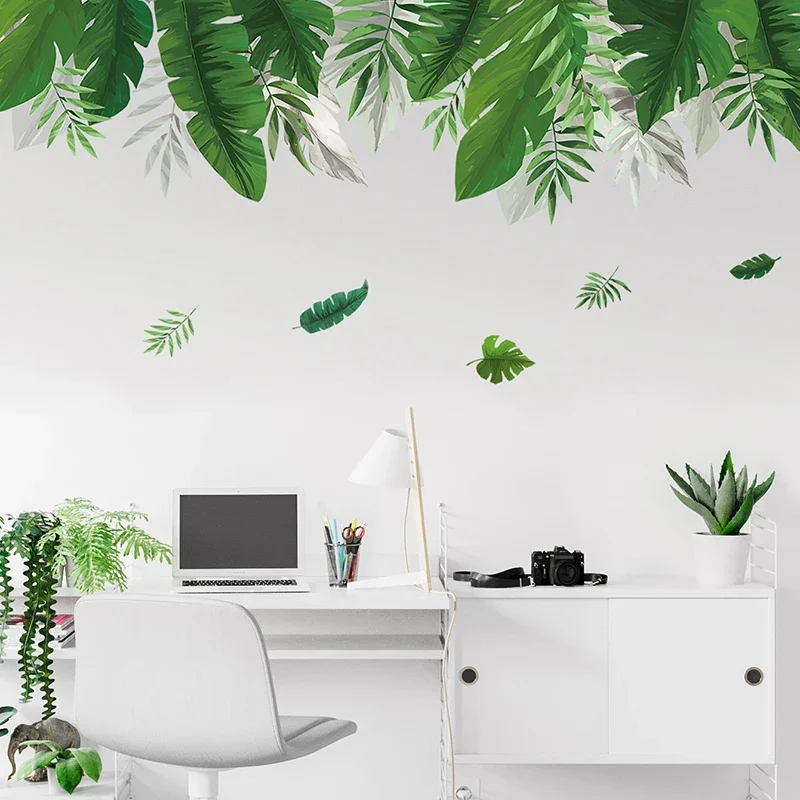 150x70cm Tropical Leaves Palm leaves Green Plants Wall Stickers for Living Room Bedroom Home Decorative Stickers Home Decor pvc