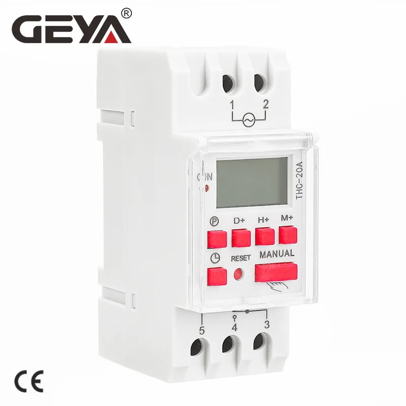 

GEYA Din Rail DC Timer Switch 16A 20A 30A Weekly Programmable LCD Digital Timer Switch 12V 24V 110V 220V Timers