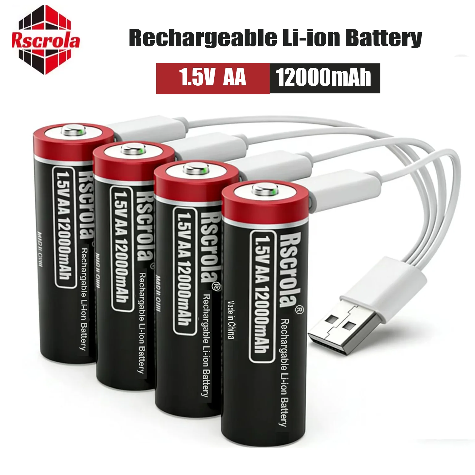 High Capacity 1.5V AA Rechargeable Lithium Battery USB Type-C Fast Charging Li-ion Battery for Remote control Camera Mouse Toy