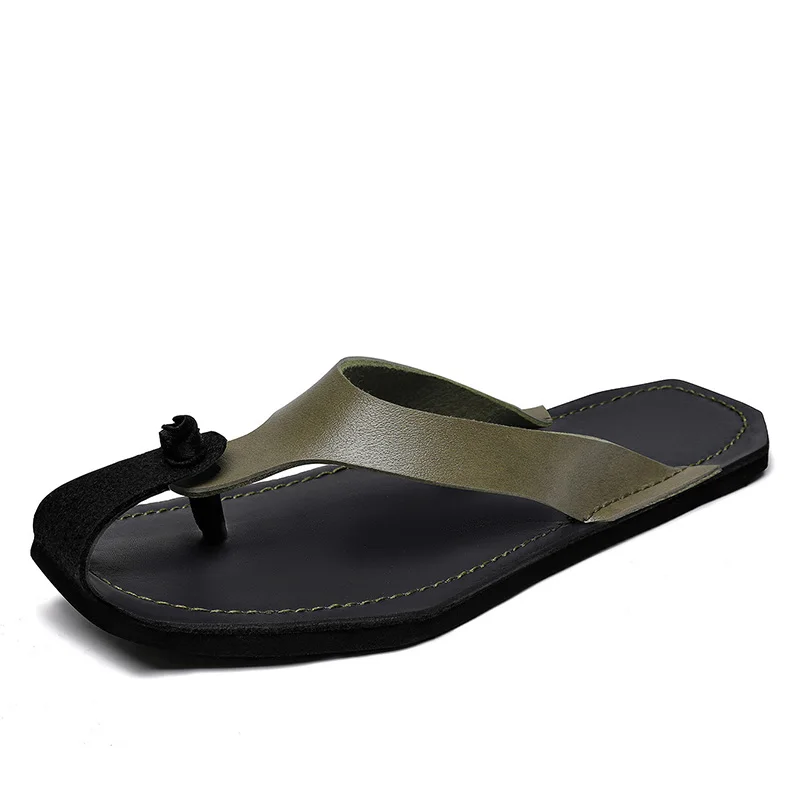 

Новая летняя мужская повседневная обувь, модные удобные кожаные сандалии большого размера 46, 47, уличные мужские шлепанцы, дышащая мужская обувь