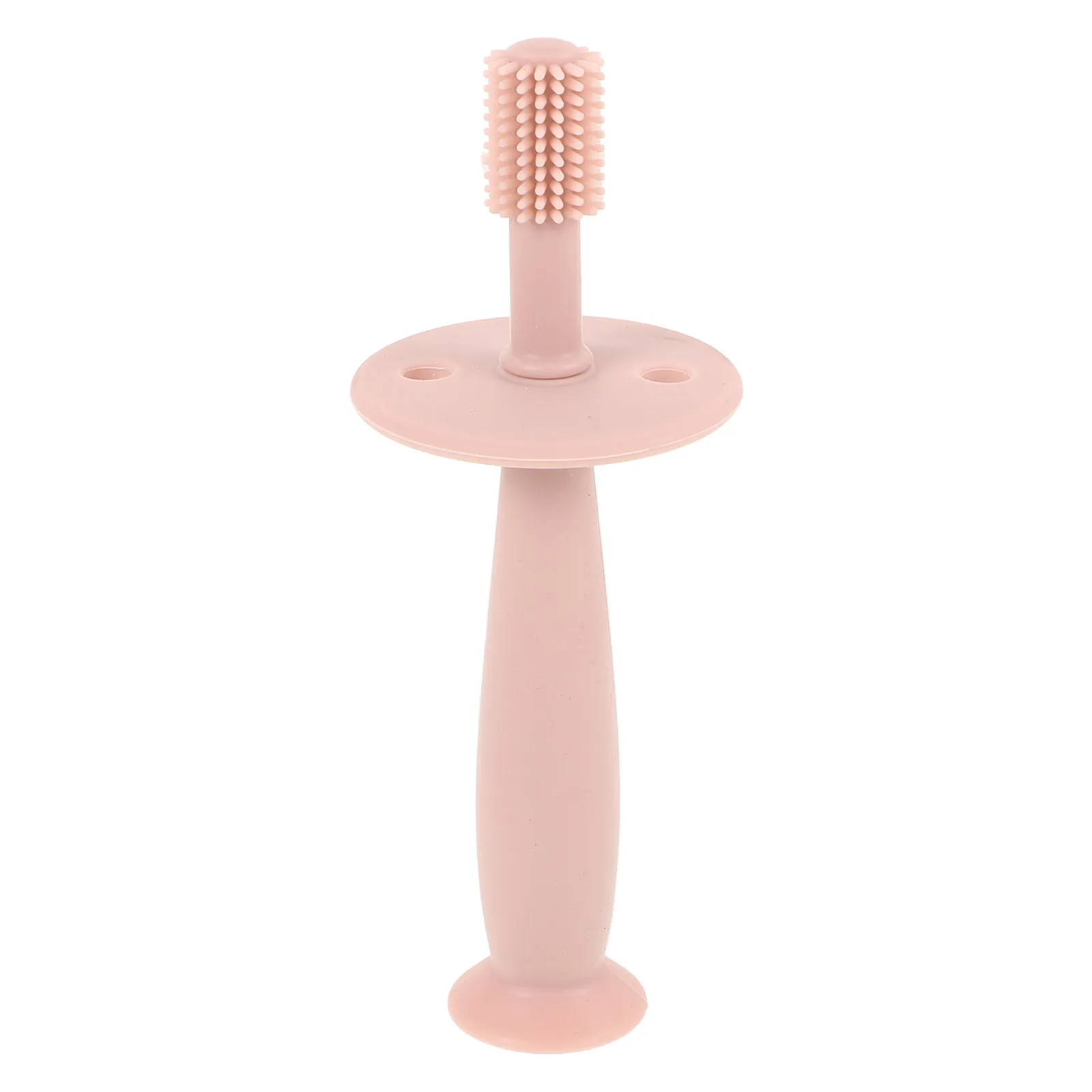 

1pc Baby Silicone Toothbrush Soft Bristles Oral Care Training Brush Toddler Kids Teething Pad Gum Relief Light Weight Pink