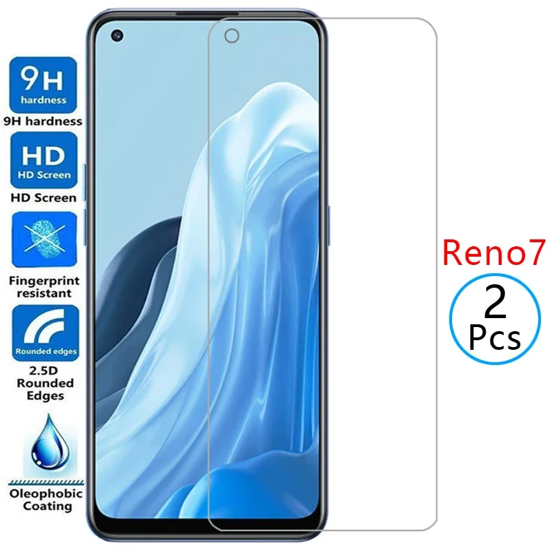 For 2pcs Tempered Glass for Oppo Reno7 4g 5g Protective Glass Screen Protector on Reno 7 Safety Phone Film 6.43 Opp Opo Remo