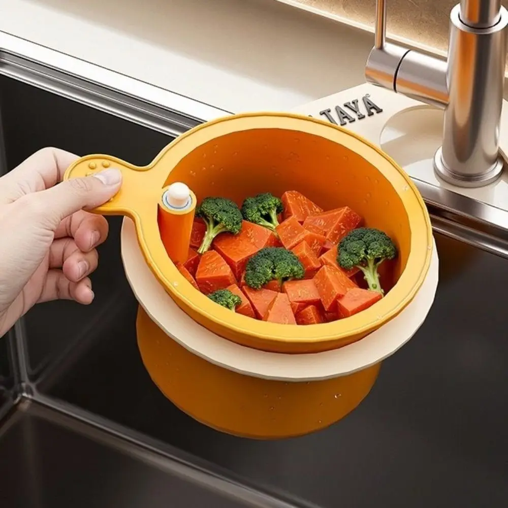 

Quickly Drain Push-type Kitchen Sink Filter Versatile Design One-click Opening Hanging Filter Basket 2 IN 1 Separate Grid Racks