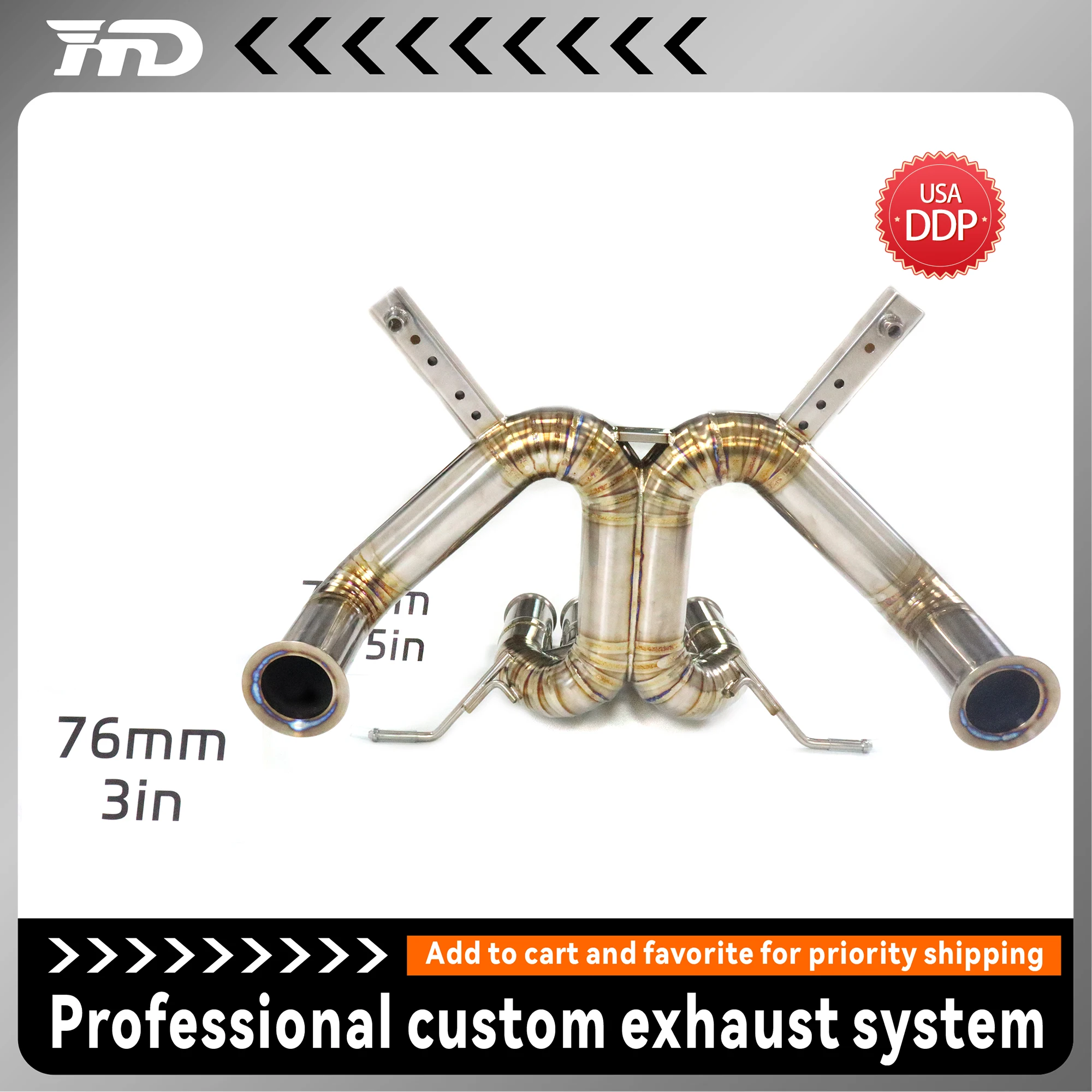 

HMD Titanium Exhaust Pipe for Lamborghini Aventador SV LP750 High Performance Exhaust Grille Gold with Tail Tip