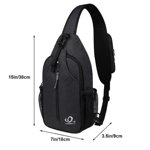 Imagen 2 del producto WATERFLY Sling Bag Paquete de pecho hombro bandolera Sling mochila para mujeres hombres viaje senderismo pecho bolsa mochila