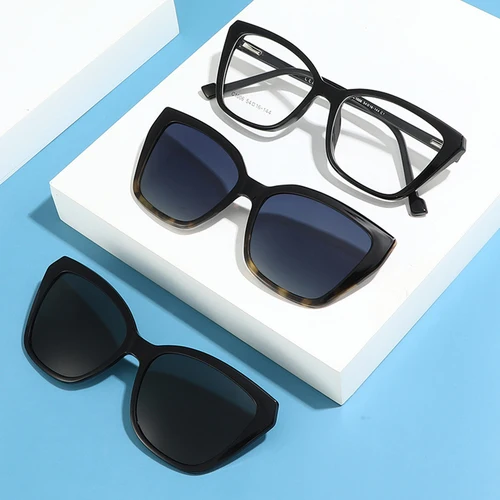 Imagen 2 del producto Gafas de sol TR90 polarizadas magnéticas con Clip, gafas de lectura para mujer, lentes ópticos con receta, gafas para miopía