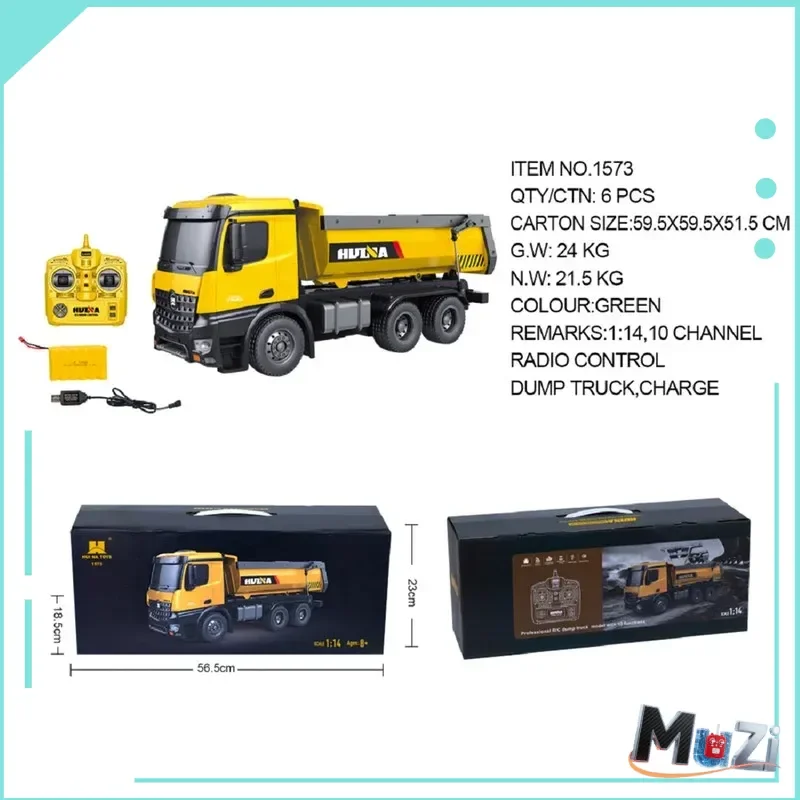 Huina 1573 1:14 2,4 g 10-Kanal große Fernbedienung Technik Spielzeugauto Legierung Auto Strandspielzeug elektrische Fernbedienung Spielzeug Dump