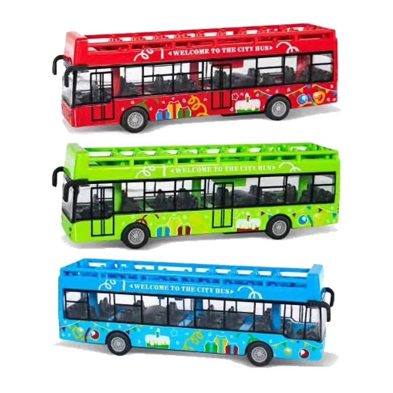 Double-decker Open-air Bus Toy Children's Car Alloy Tourist Bus