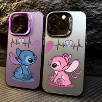 Disney Cute Stitch Angel Couple Love Phone Case For iPhone 16 15 14 13 12 11 Pro Max XR XS Max 7 8 Plus MINI Y2K Cartoon Cover