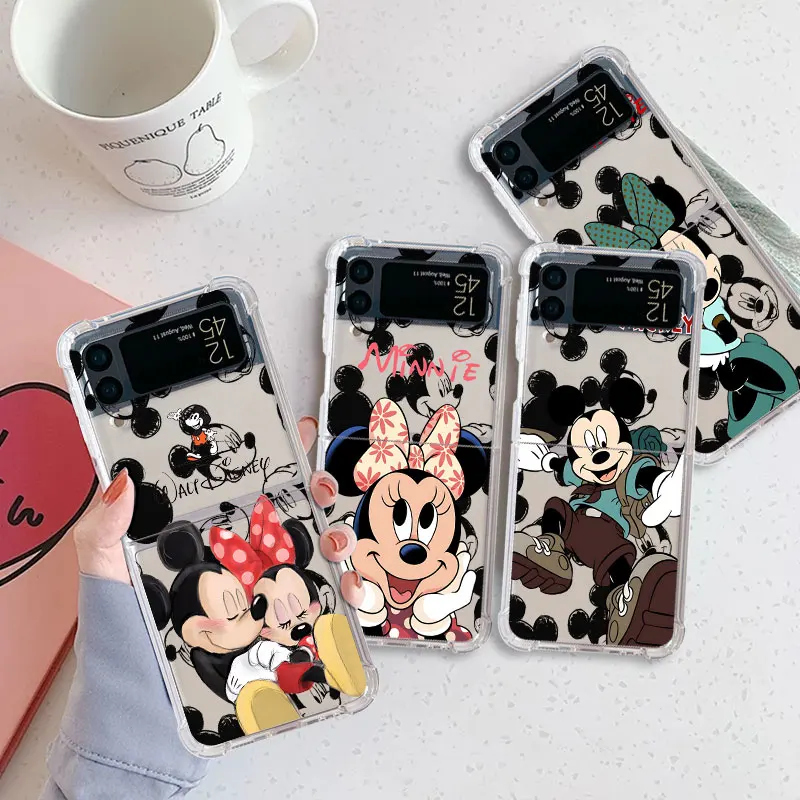 Disney Mickey Mouse Cartoons phone Airbag Case for Samsung Galaxy Z Flip4 Z Flip3 5G zflip4 ZFlip 3 z flip 4 3 Clear Coque funda