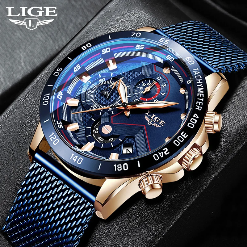 Top Brand LIGE Luxury Original Sports Wrist Watch For Men Quartz Steel Waterproof  Fashion Watches Relogio Masculino Wristwatch