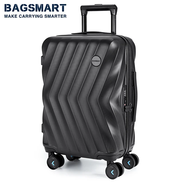 BAGSMART maleta de mano ancha para hombre y mujer equipaje ligero de mano con ruedas giratorias Maleta de viaje Maleta de cabina de 20 pulgadas PC