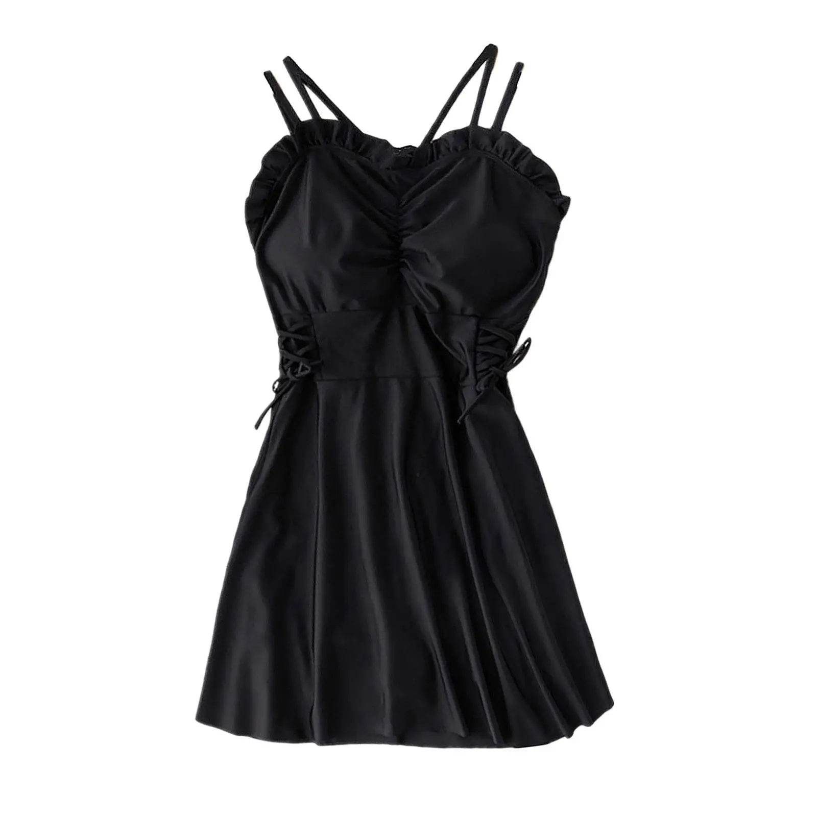 Womens Swimsuits Solid V-Neck Push Up Tummy Control Swim Dress Bathing Suit
