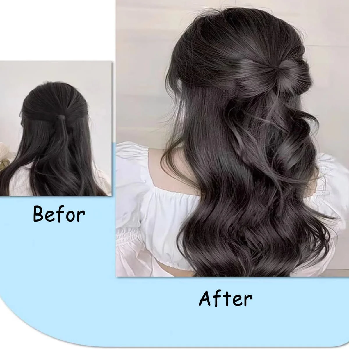 

Wavy Half Bow Clip In Ponytail Hair Extension Heat Resistant Synthetic Natural Wave With Bow Ponytail Wig