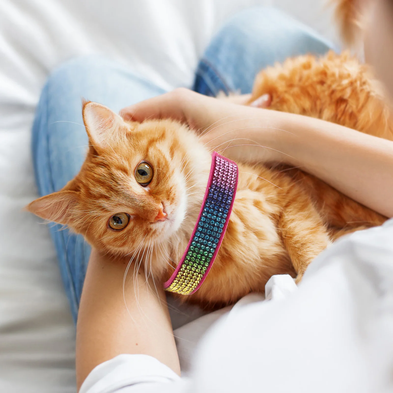 

Sparkling Rhinestone Cat Collar Adjustable Pet Collar for Small Cats Comfortable Wear-Resistant Stylish Design Party Accessory