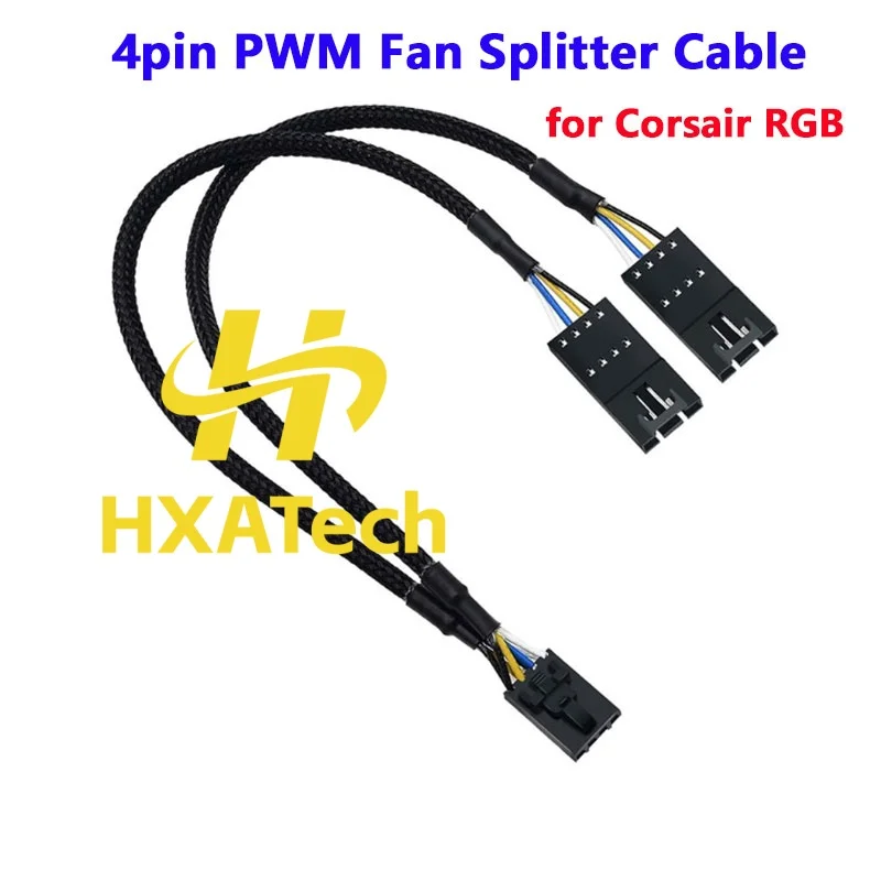 HXATech-   Computer PC 4pin 1 to 2 PWM Fan Splitter Cable for Corsair RGB Fan Hub/Corsair RGB HUB/Lighting Node Core /Core XT
