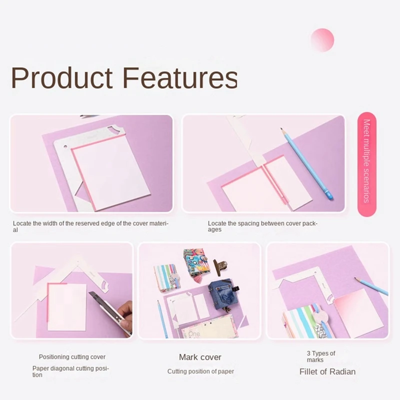 KW-TRIO Book Cover Guide, 5-In-1 Bookbinding Set Kit Stainless Book Binding Set For Journal, Album, Planner, Calendar