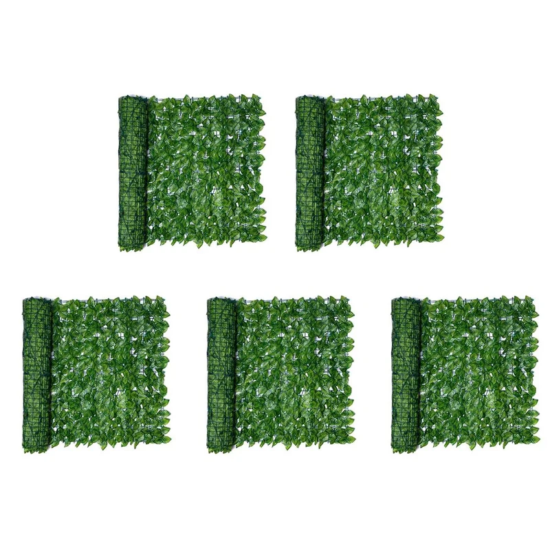 

5Pcs 0.5X3 Meter Wall Plant Fence Leaves Artificial Faux Ivy Leaf Privacy Fence Screen Decor Panels Hedge