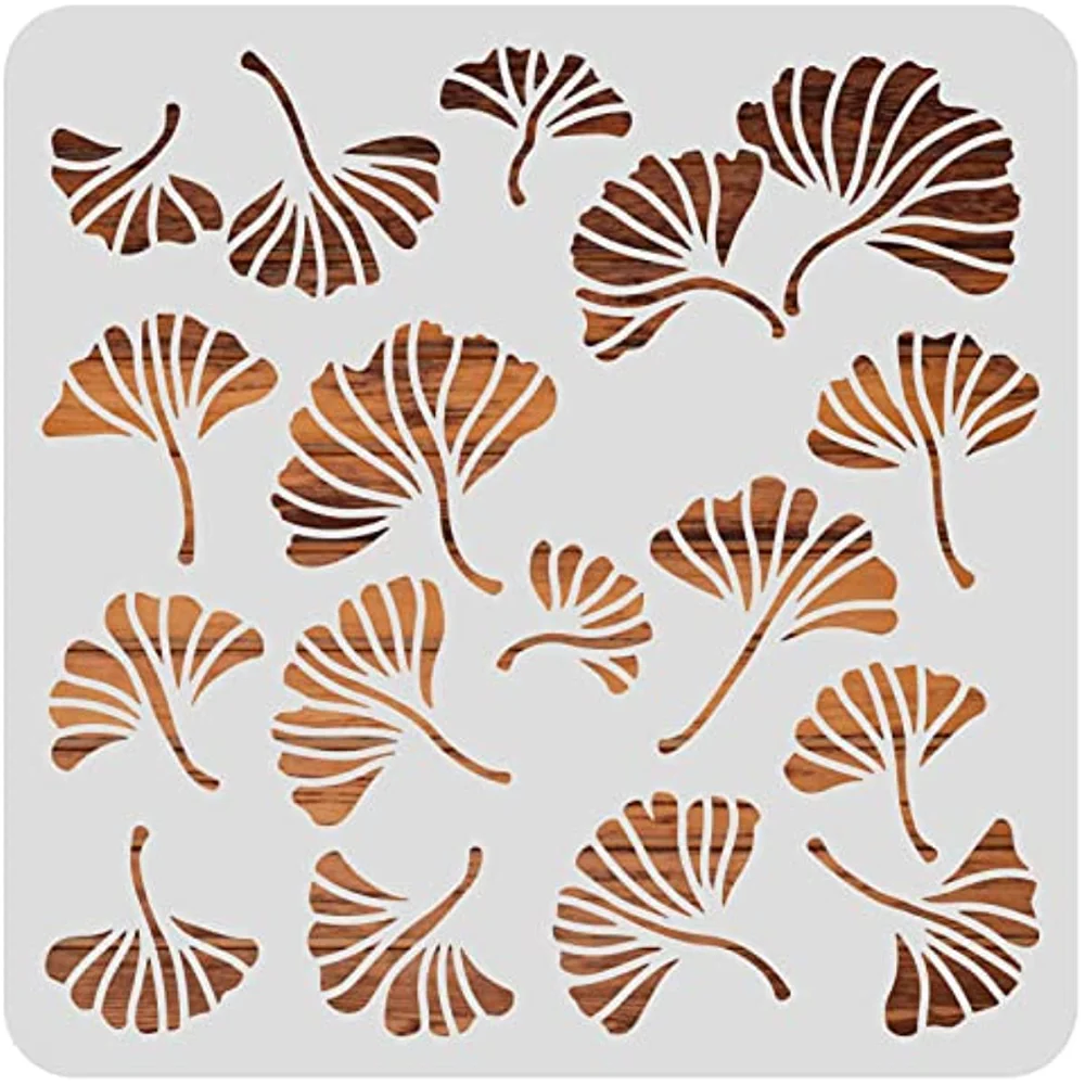 Ginkgo Leaves Drawing Stencils 12x12inch Autumn Tree Leaf Painting Templates for Scrapbooking Fabric Floor Furniture Wall Art