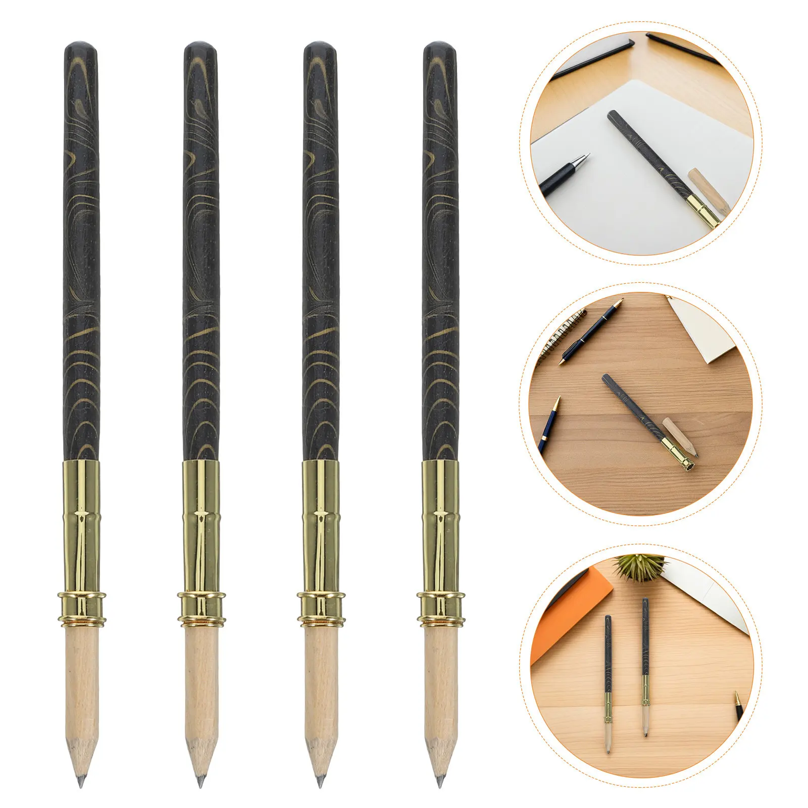 

4Pcs Bamboo Pencil Extender Set Reusable Eco Friendly Art Tool for Drawing Sketching Writing Crayon Eyeliner Lengthener School