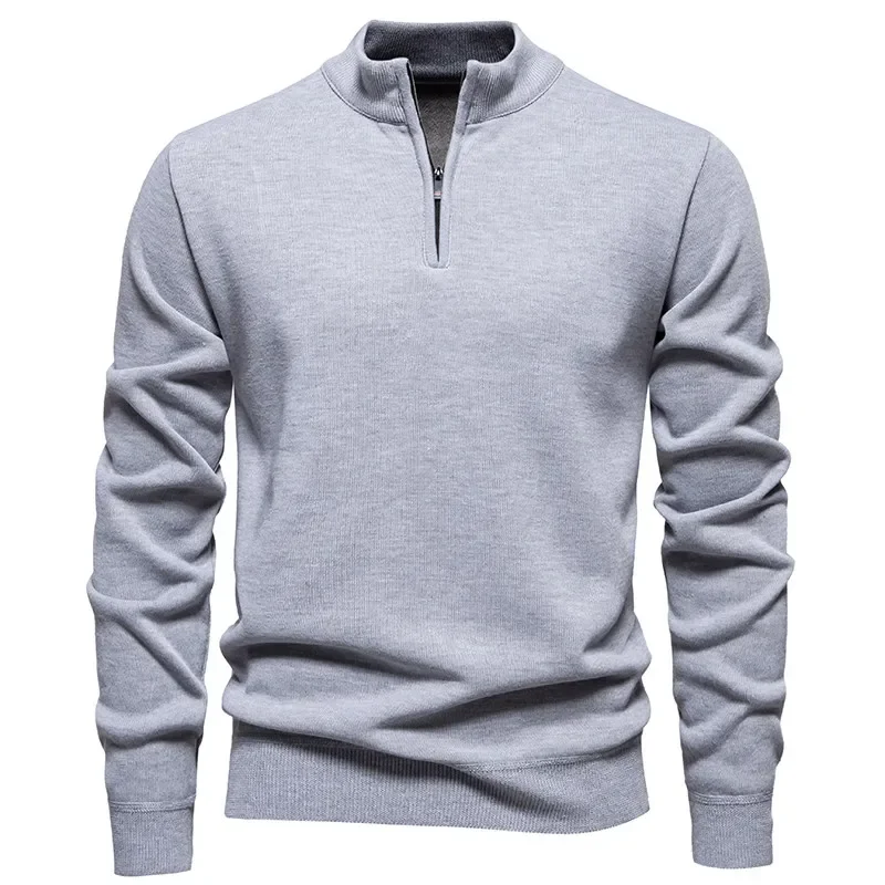 Men Casual Thickening Pullover Tops Autumn Winter Fleece Versatile Coat New Slim Fit Solid Fashion Half Zipper Sweater Men
