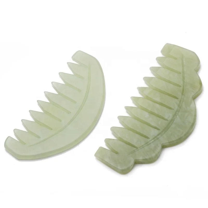 Hot Sale Jade Gua Sha Natural Face Massager Head Massager Green Jade Combs