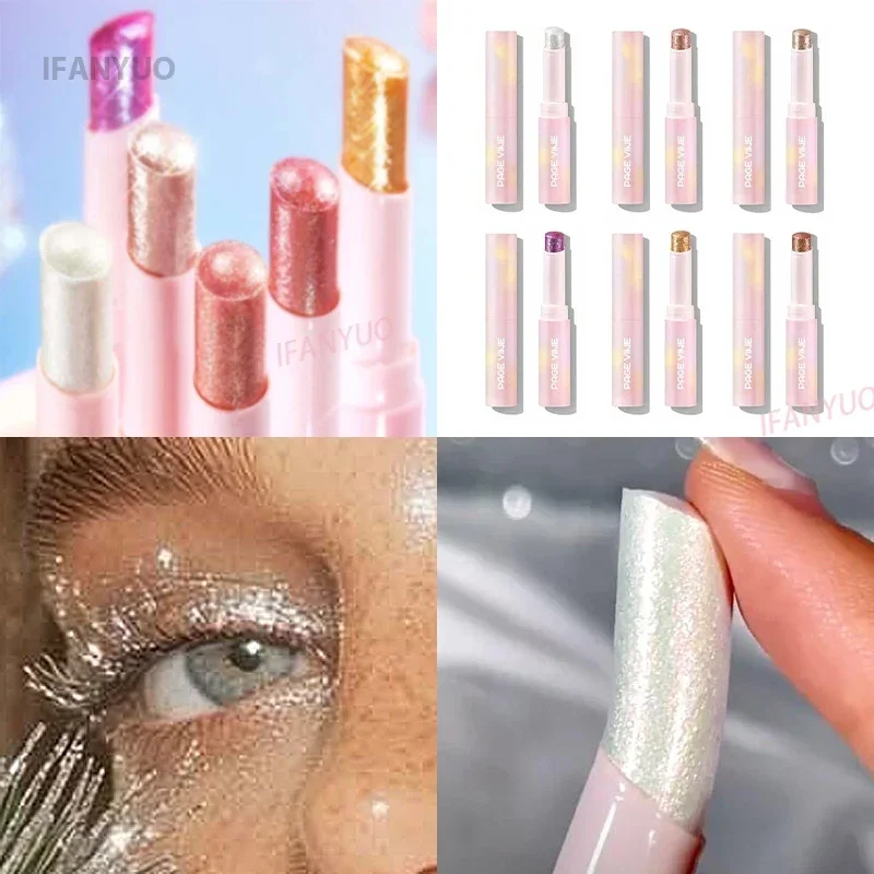 Blendable Crystal Jelly Shimmer Highlighter Eyeshadow Stick Shimmer Lip Balm Face Brightening Contour Stick Shiny Eye Shadow