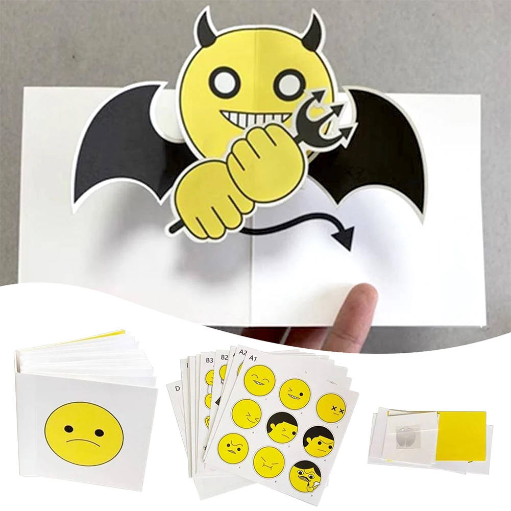 3D Pop-Ups Books With Emoticon Illustration Adorable Funny Emotion Design Birthday Christmas Present