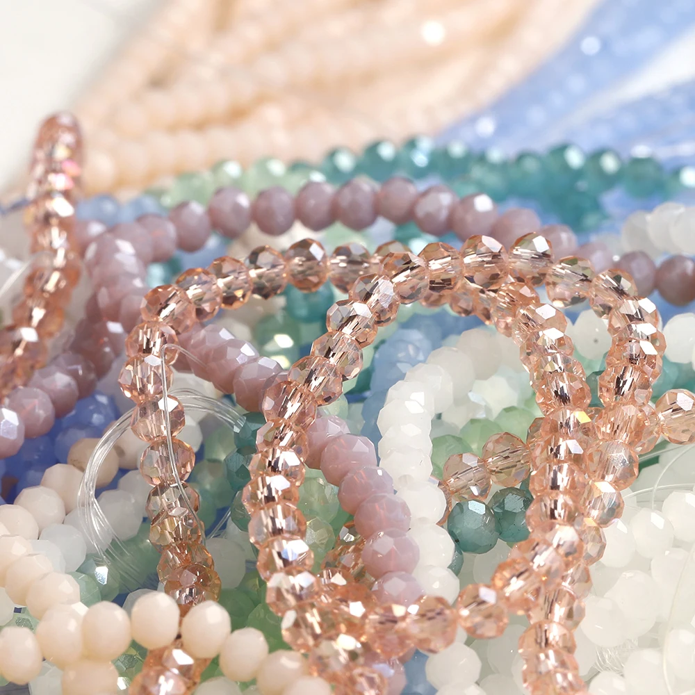 120 Stück Kristallglasperlen, Rondelle, aus Österreich, facettiert, lose, runde Perlen zum Basteln von Schmuck, für DIY-Halsketten und Armbänder. – Detail 15