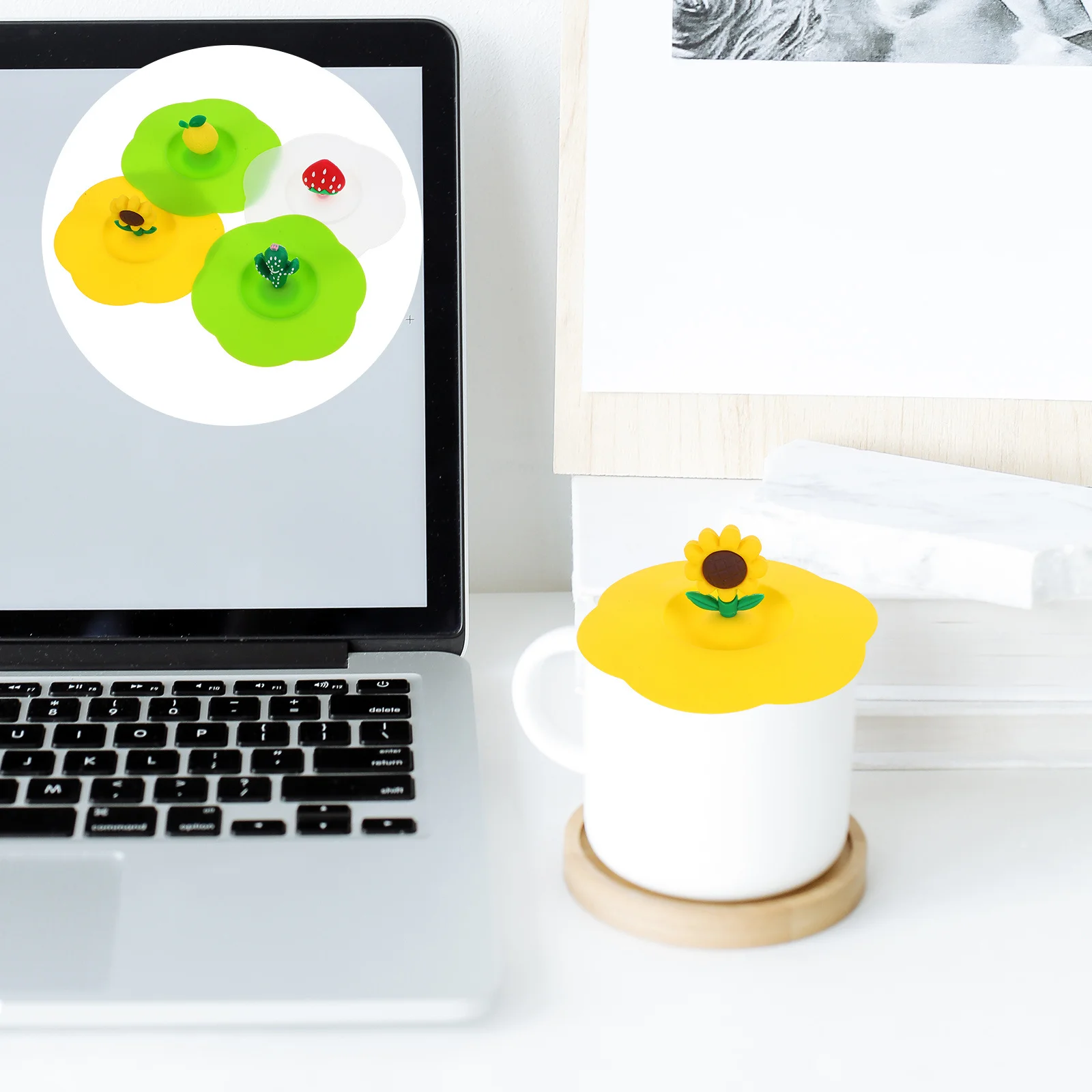 

4Pcs Silicone Plum Lids Food Grade Leak Proof Universal Mug Covers Reusable Silicone Caps for Tea Coffee Water Soda