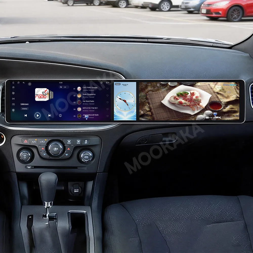Android 15 Dual 12.3 Inch Triple Screen For Dodge Challenger 2011-2014 Auto Stereo Radio Car Multimedia Player GPS CarPlay DSP
