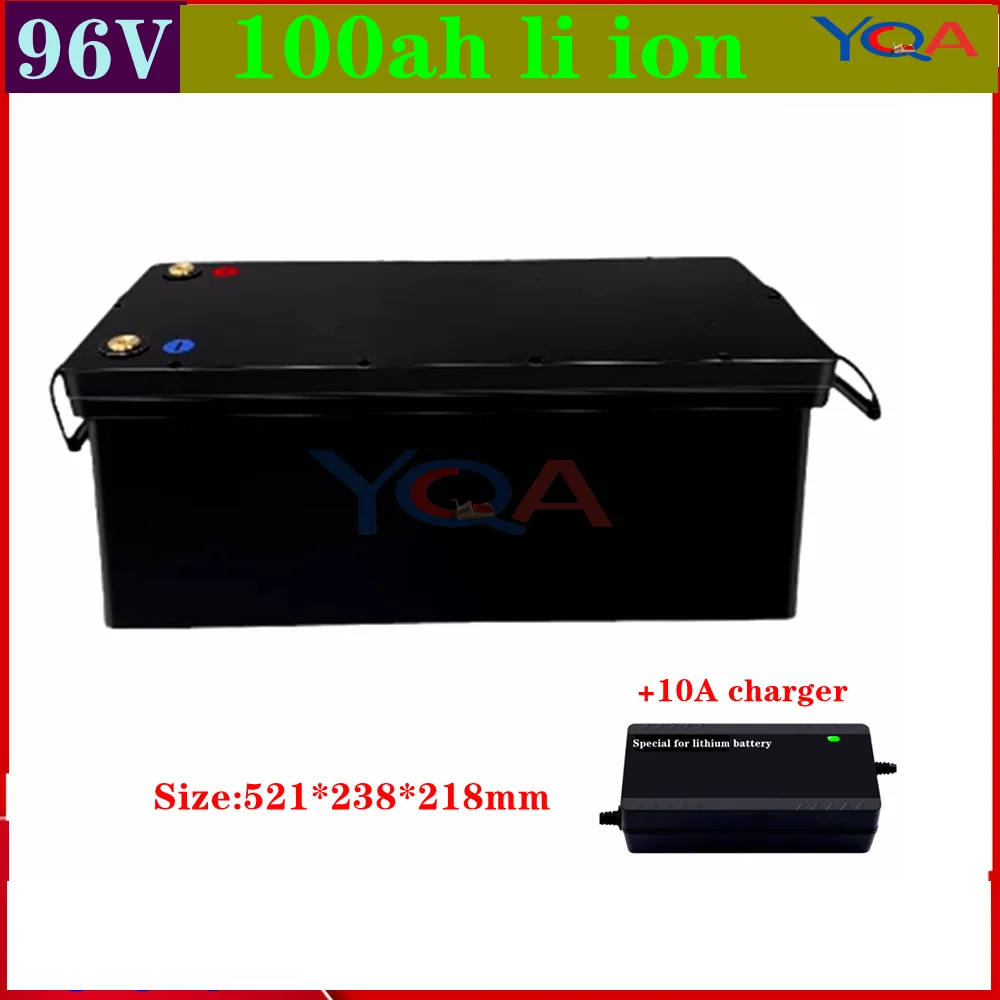 

waterproof 96v 100ah lithium ion Rechargeable bateria for car bus Golf trolley RV AGV Marine Tourist car Caravan + 10A Charger
