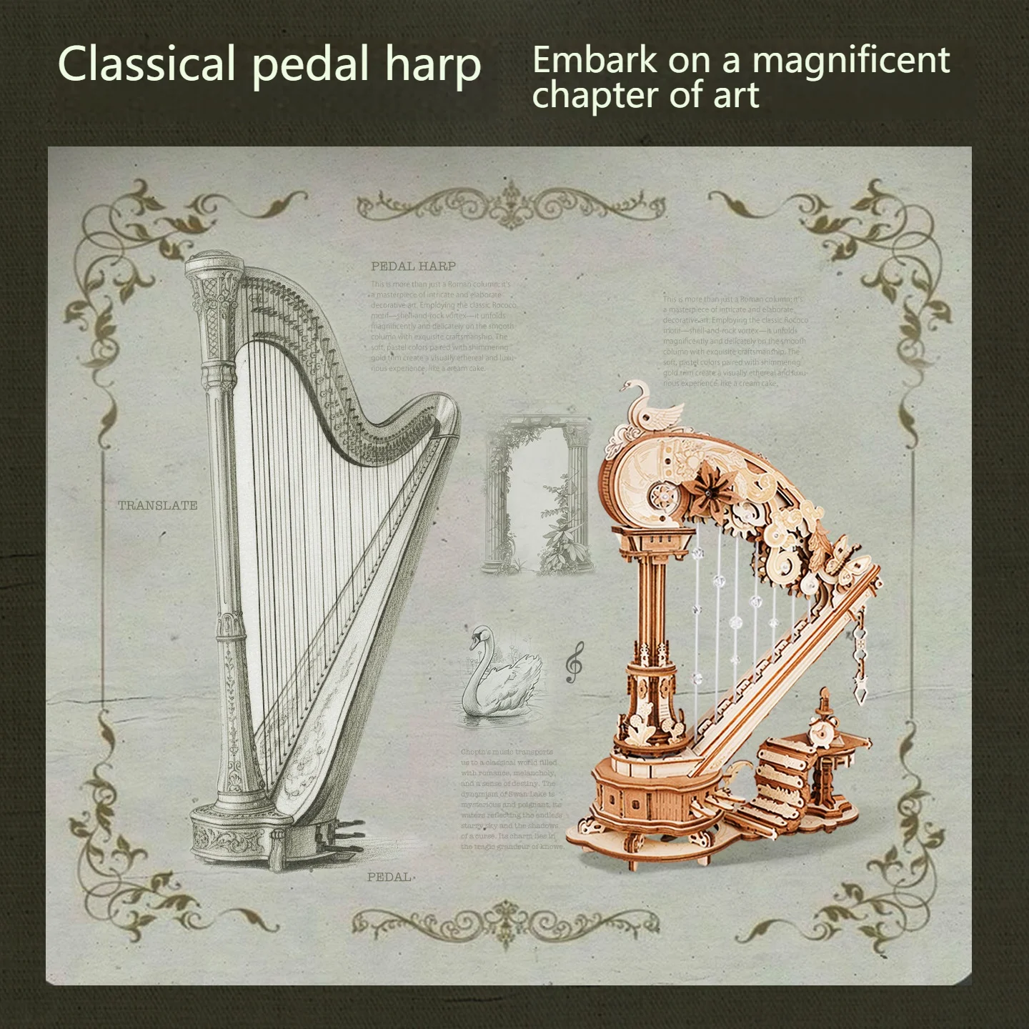 3D Wooden Puzzle Stringed Harp Music Box DIY Handmade Magic Cello Mechanical Music Box with Moveable Stem Creative Toy AMK71 view 4