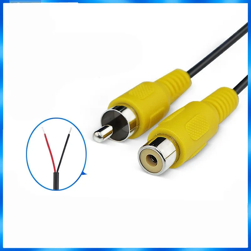 15cm 2pin Car Rca Female / Male Audio Cable Av Single Video Stereo connector extension wire lead diy repair wire