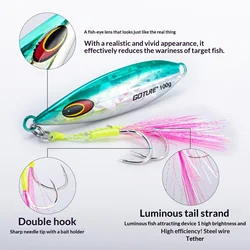 Goture señuelo de jigging lento doble anzuelo UV para lubina y atún