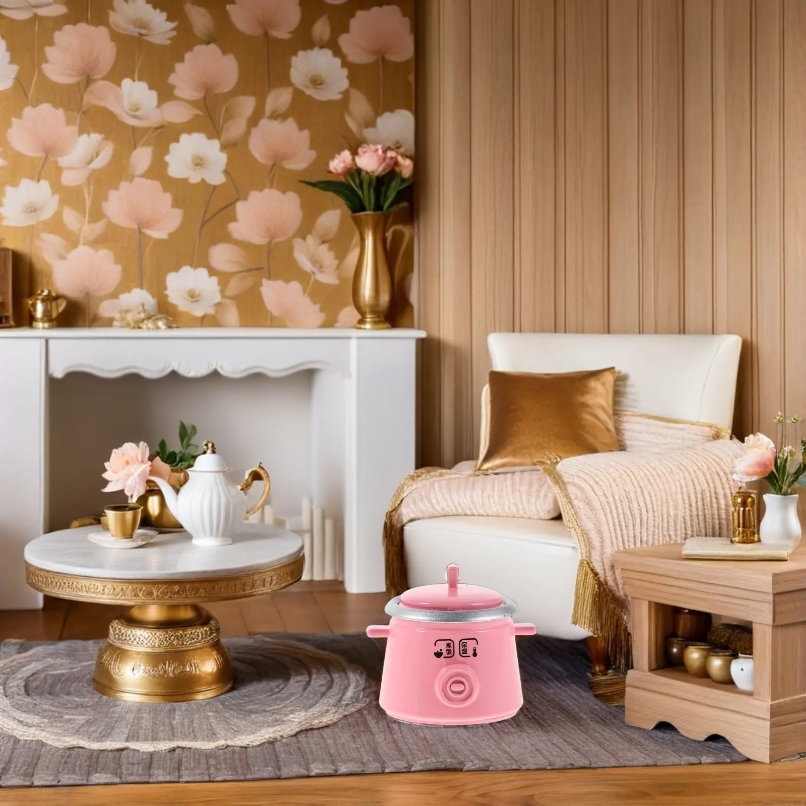 

Металлическая мини-рисоварка для кукольных домиков, реалистичный кухонный реквизит, компактный, легкий, аксессуар для ролевых игр, декор для стола