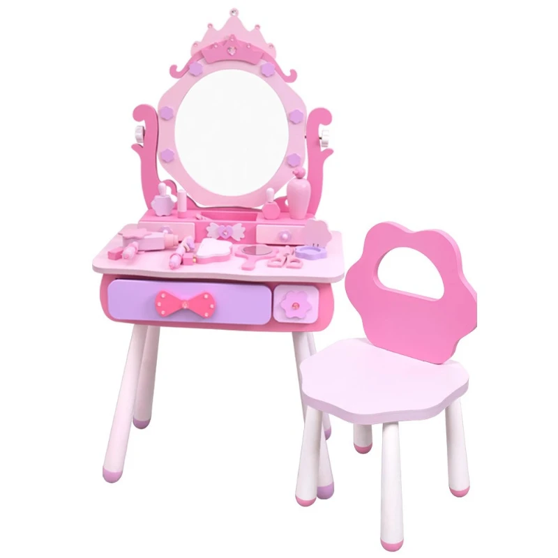 Wooden play house pink dresser, simulated parent-child educational toys