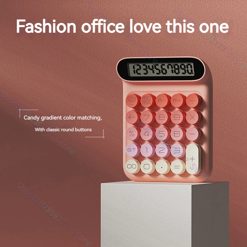 

Green Axis High Beauty Mechanical Button Calculator With Cute Sugar Bean Dot Gradient Design For Business Finance Office Use