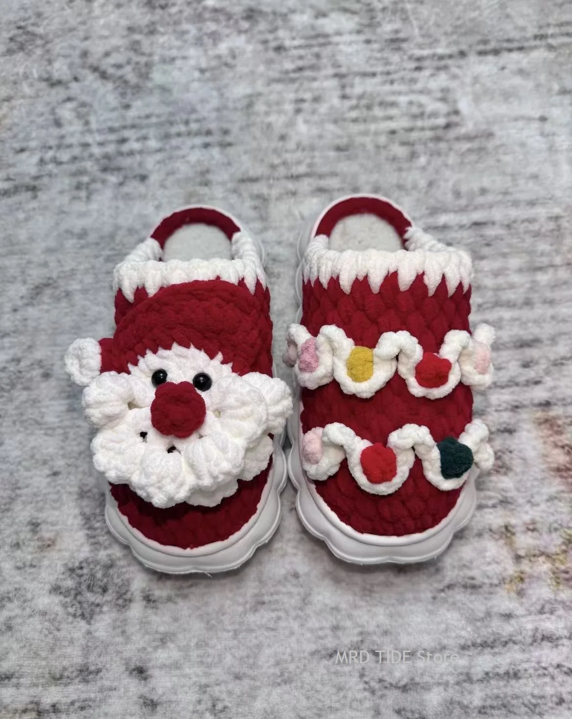 Handmade Christmas Elk Slippers Women Winter Warm Weave Indoor Slipper Cute Reindeer Soft Non‑Slip Home Shoes Xmas Holiday Gift