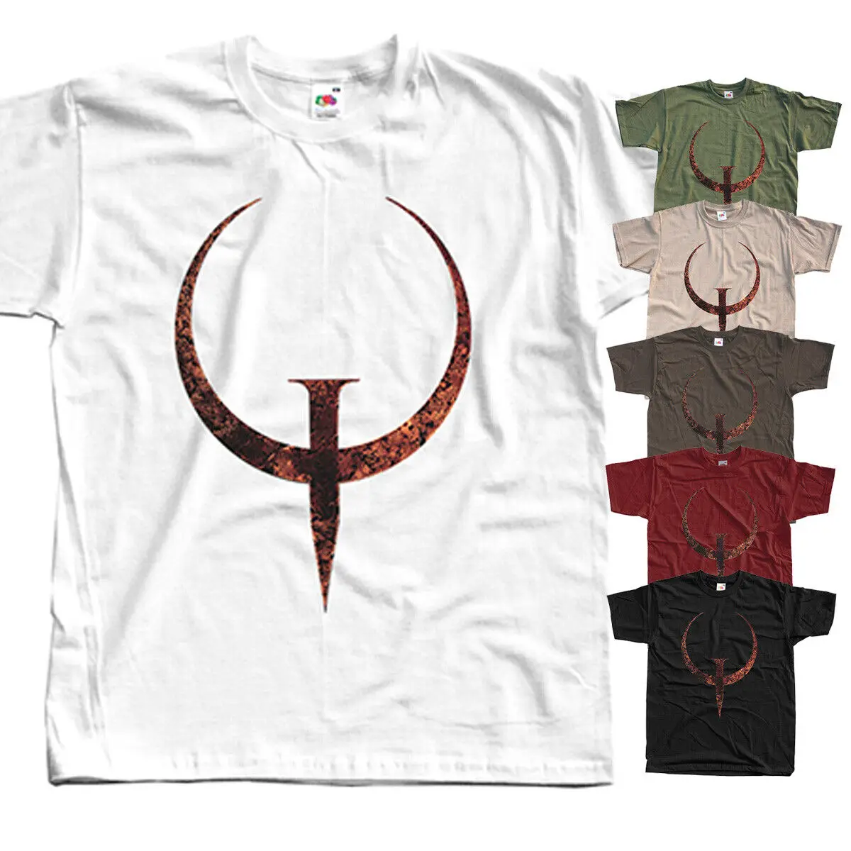 Quake 1 LOGO V1,COMPUTER GAME, T-Shirt (BLACK,BROWN,KHAKI) All sizes S-5XL.