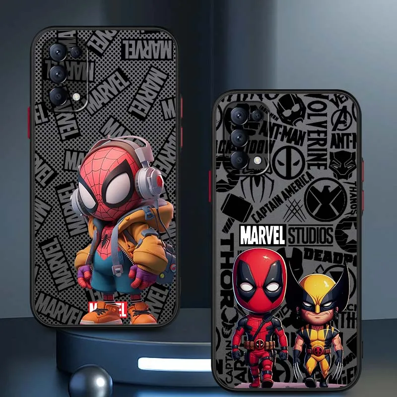 

Spider-Man Deadpool Wolverine For OPPO Find X3 X5 Lite Pro A98 A94 A93 A78 A79 A76 A58 A57 5G Frosted Translucent Phone Case